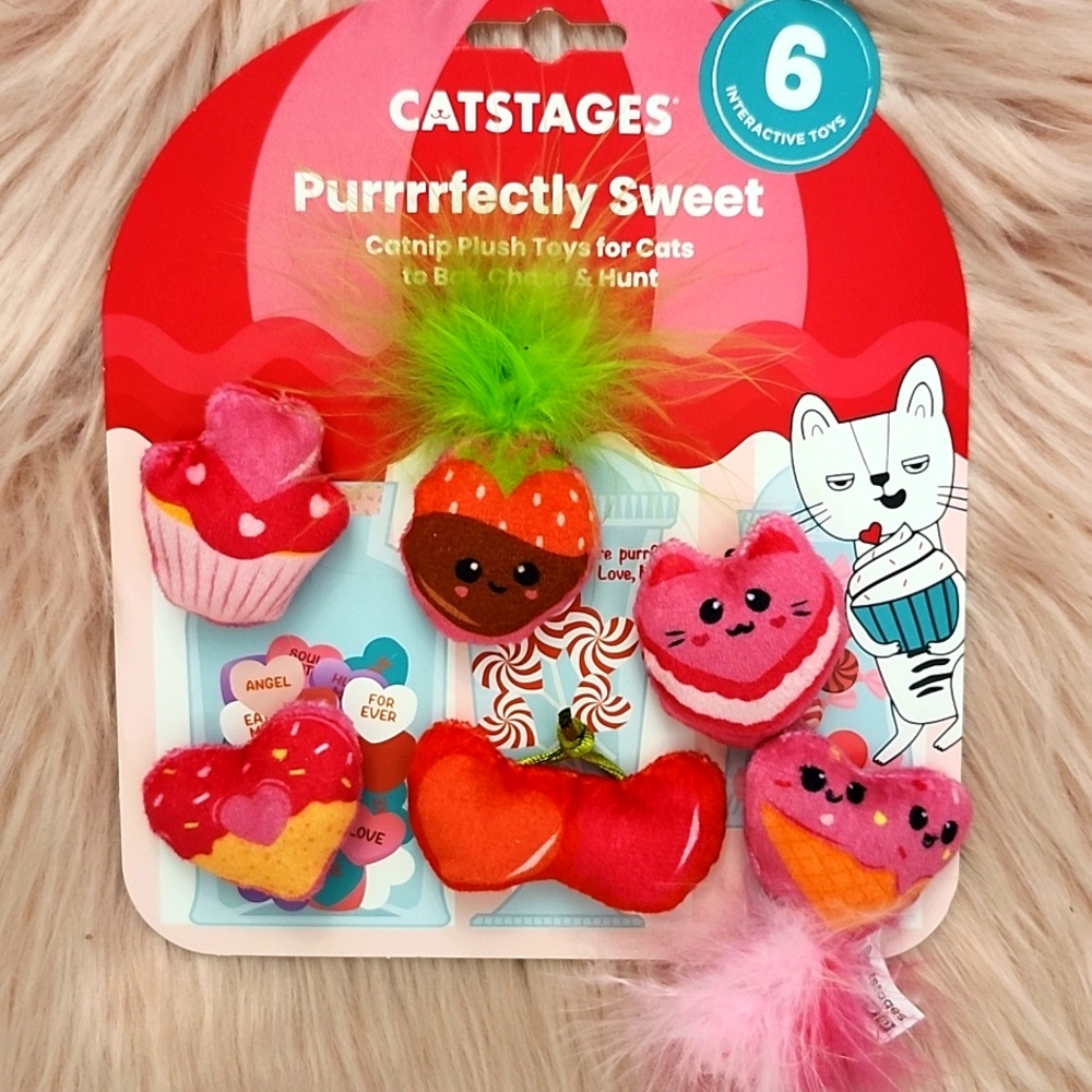 Brand New CATSTAGES 🐈 "PURRRRFECTLY SWEET" CatNip PLUSH TOYS-6 CT.